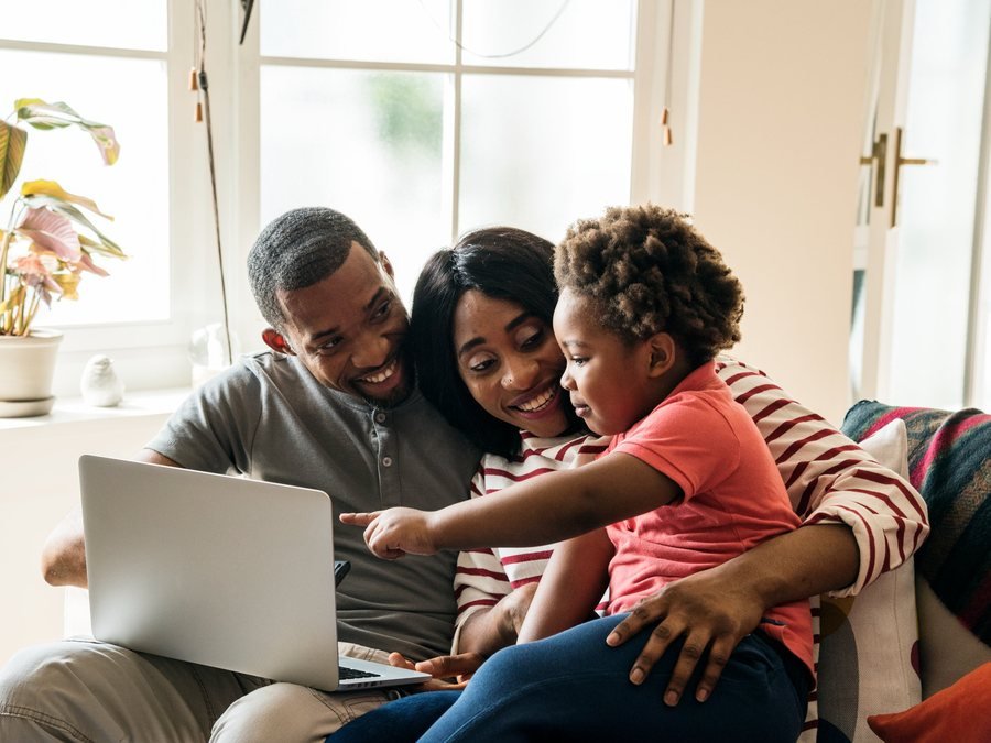 A happy family at home