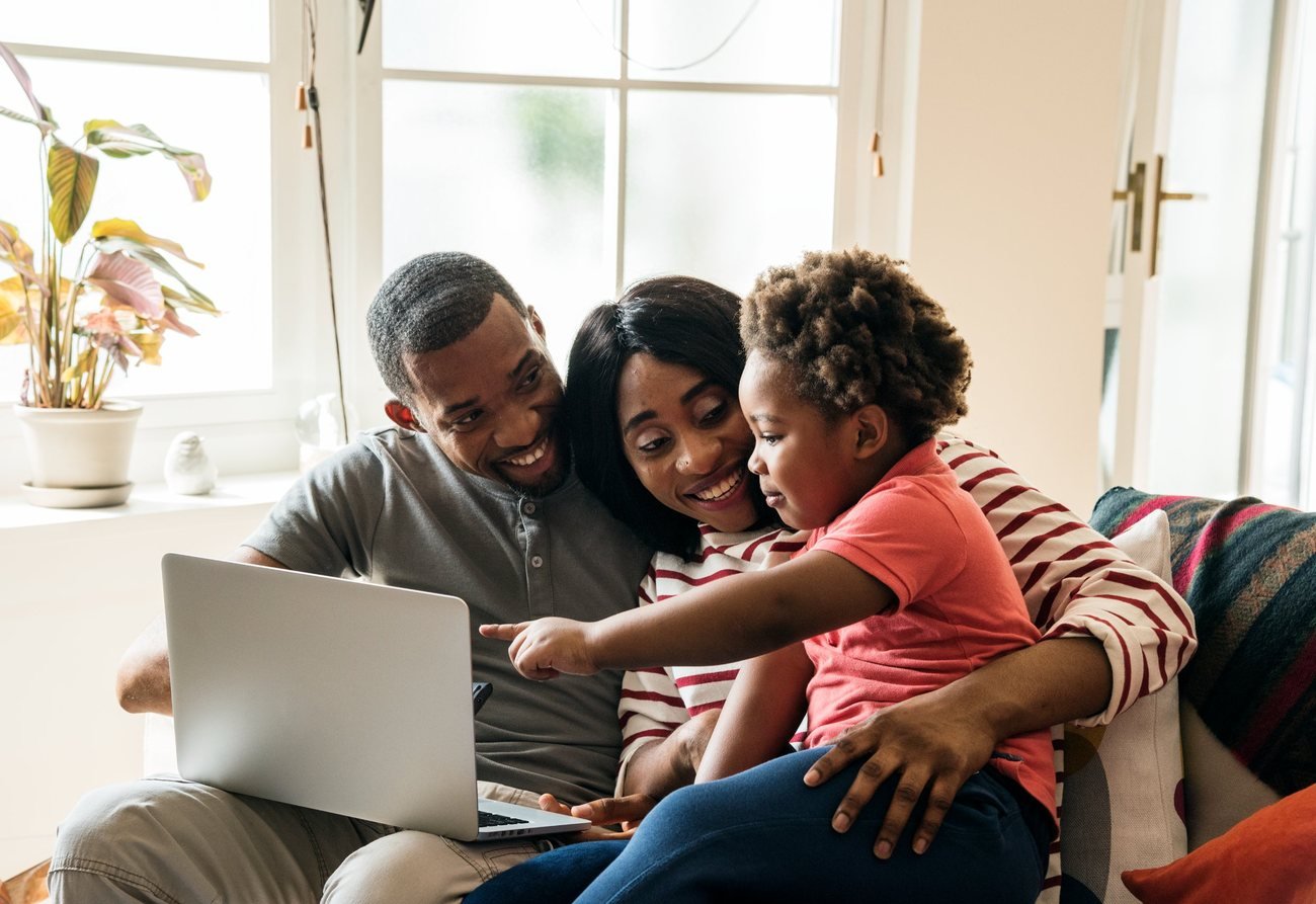 A happy family enjoying time together at home